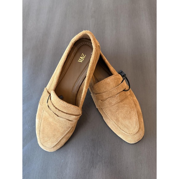 Zara Shoes Womens Size 5.5 Brown Suede Loafers Slip On Cushioned Flats - Picture 16 of 16